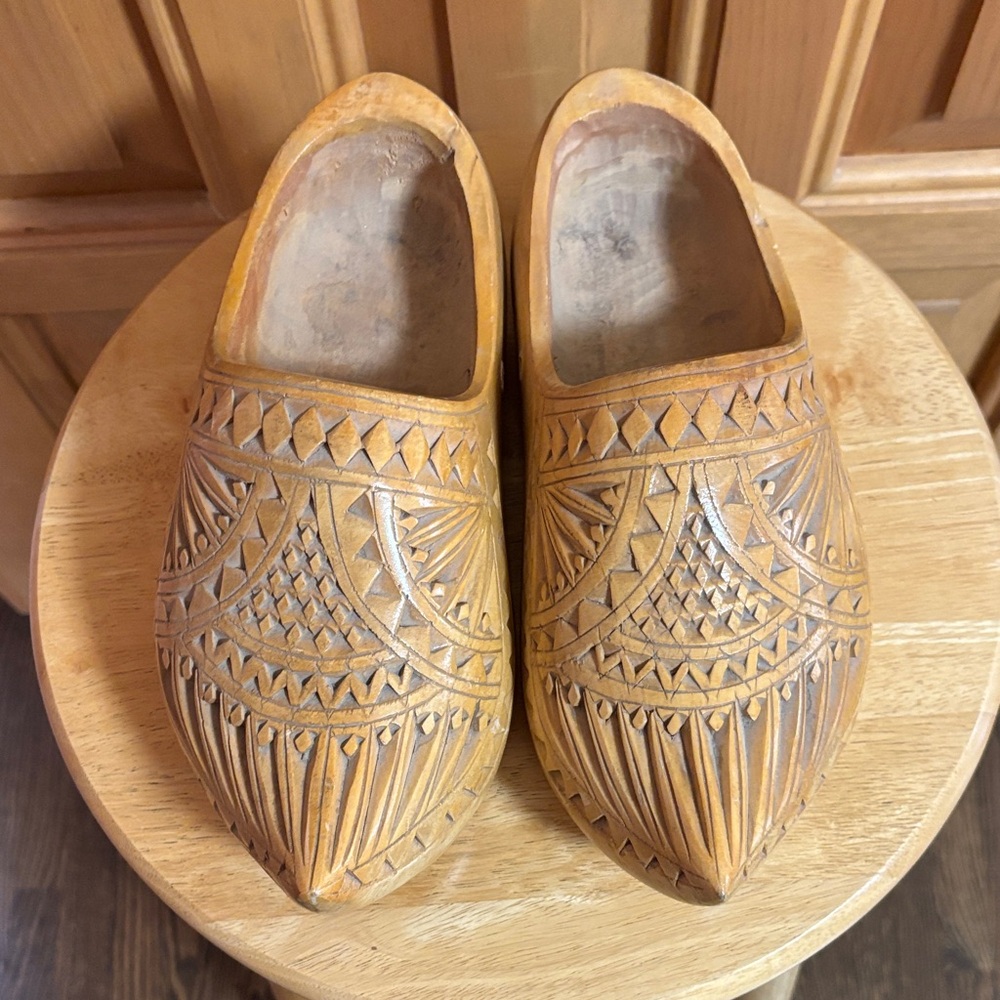 Antique wooden carved Dutch shoes